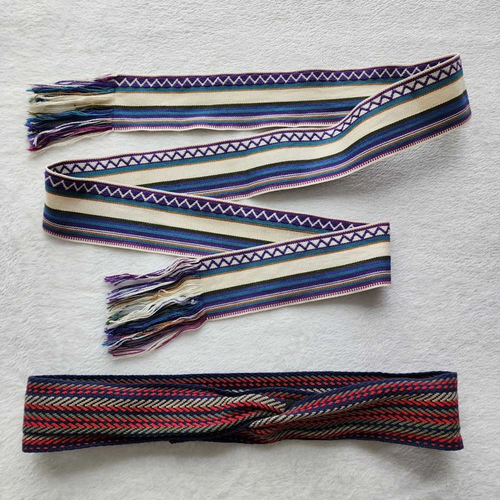 Woven Sash Belt 2 Multi Color Boho Tribal Fringe Hook
Loop Tie Folk Style